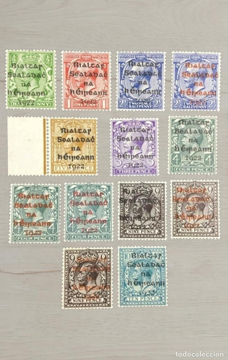 Francobolli: Lote 14 Sellos de Irlanda 1922 - Gobierno Provisional - Sobrecarga Rialtar Sealadach - Nuevos