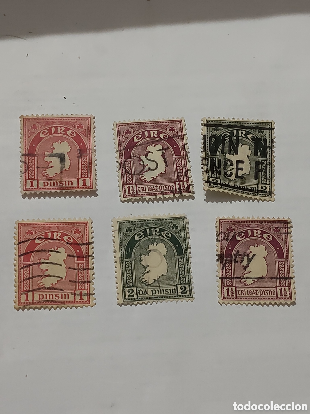 Sellos: 6 sellos de Irlanda mapa de la isla 1922 usados