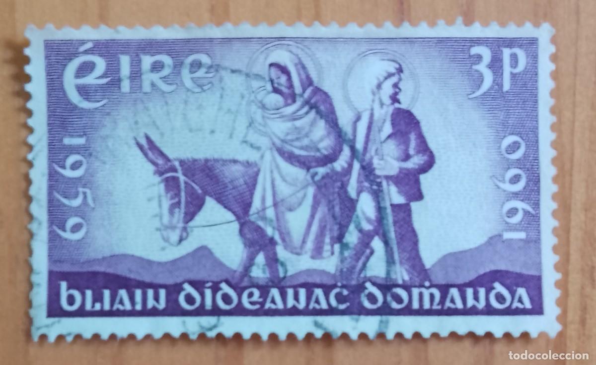 Sellos: IRLANDA, EIRE - V/F 3 P - 1959-1960 - FAMILIA EN BORRICO.