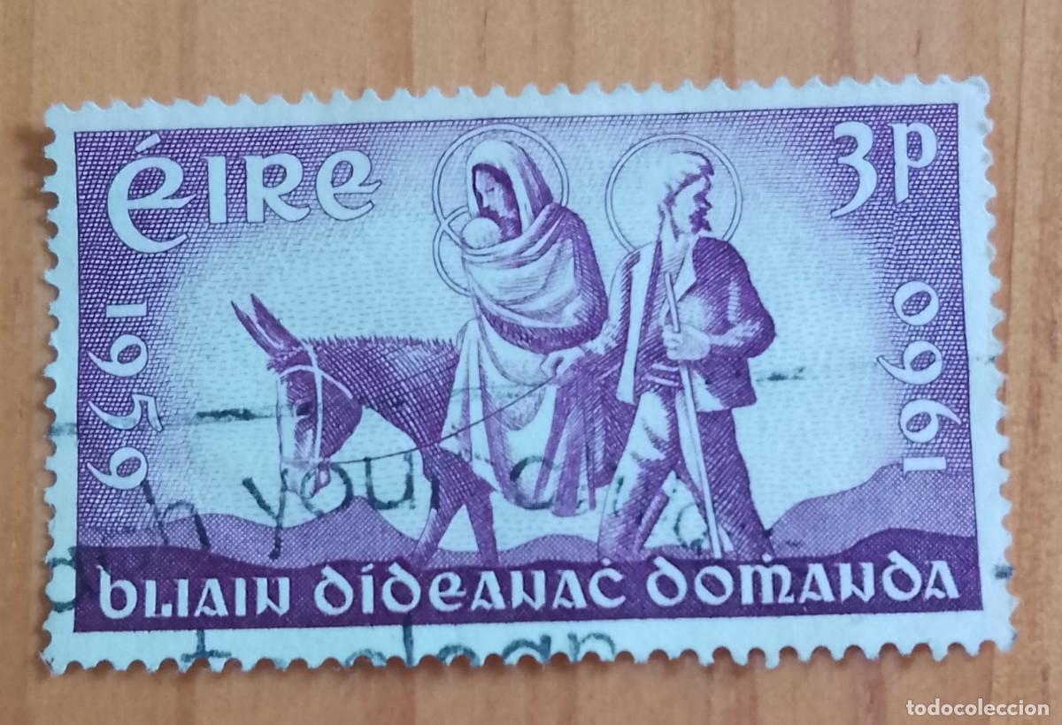 Sellos: IRLANDA, EIRE - V/F 3 P - 1959-1960 - FAMILIA EN BORRICO.