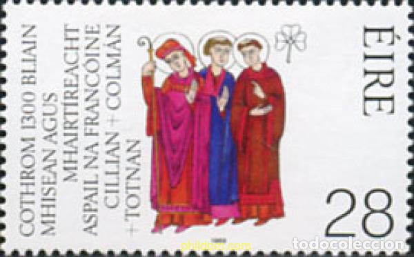 Sellos: 147216 MNH IRLANDA 1989 1300 ANIVERSARIO DEL MARTIRIO DE LOS APOSTOLES KILIAN, KOLONAT Y TOTNAN