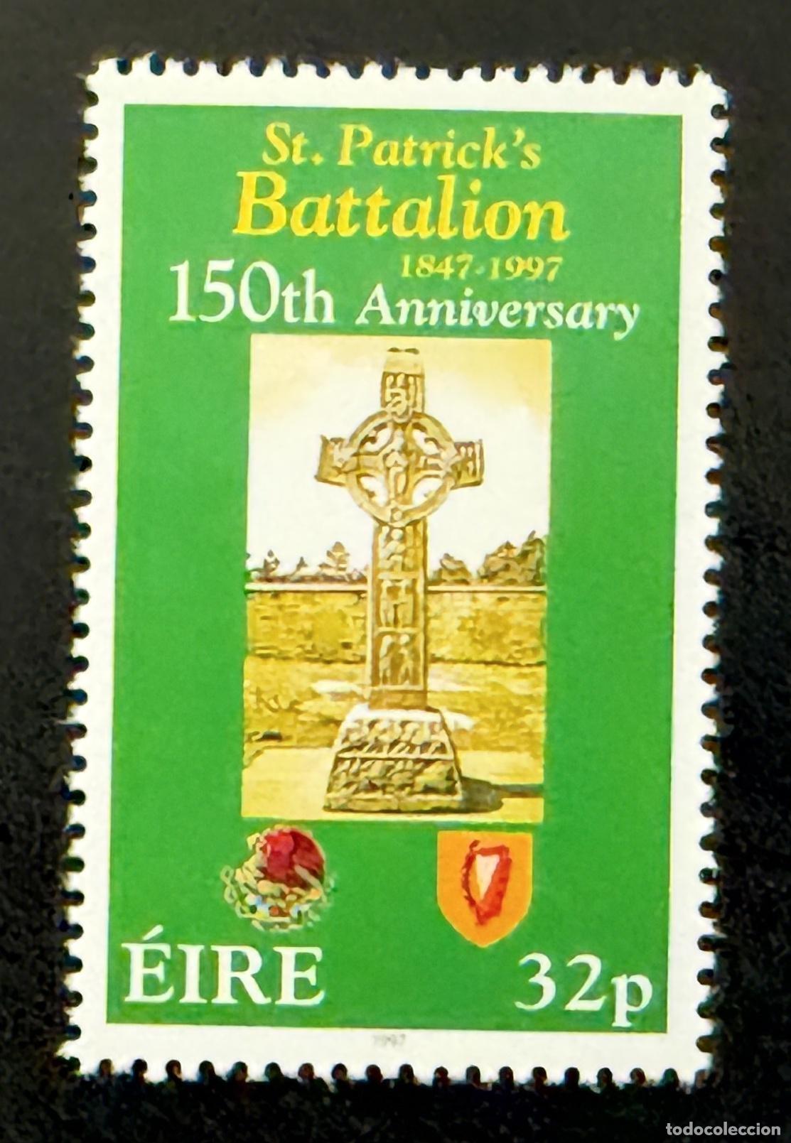 Sellos: Irlanda 1997 Mi. 1025 emisi&oacute;n conjunta Batall&oacute;n St Patrick cruz c&eacute;ltica