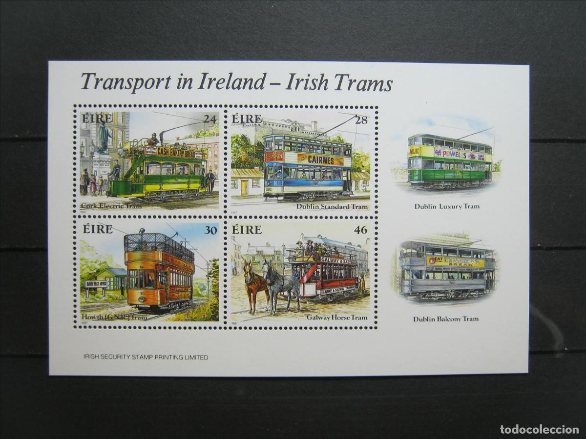 Selos: IRLANDA 1987 TRANSPORTES HOJA BLOQUE YVERT HB 6 MNH** SIN CHARNELA LUJO.