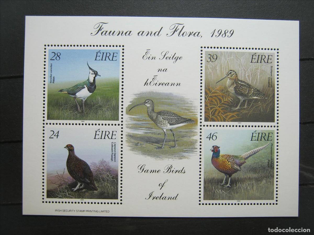 Selos: IRLANDA 1989 AVES FAUNA Y FLORA HOJA BLOQUE YVERT HB 7 MNH** SIN CHARNELA LUJO.