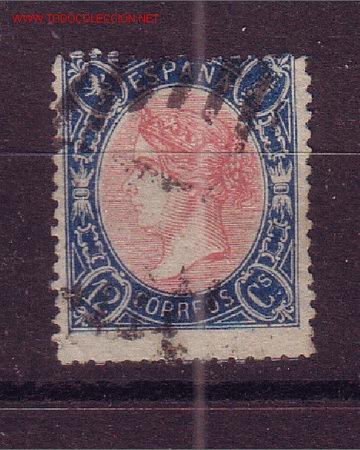 Sellos: ESPA&Ntilde;A 76 - A&Ntilde;O 1865 - ISABEL II - Foto 1