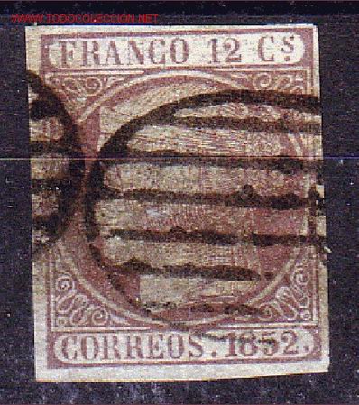Sellos: ESPA&Ntilde;A 13 - A&Ntilde;O 1852 - ISABEL II - Foto 1