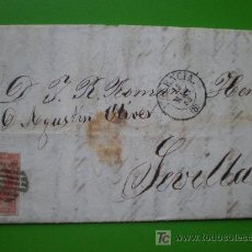 Sellos: CARTA DE VALENCIA A SEVILLA, MAYO 1858. ANTONIO RIPOLLES A AGUSTÍN OLIVER DOMENECH (ALCOY - ALCOI)