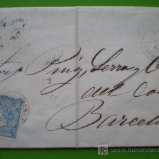 Sellos: CARTA DE TARRASSA A BARCELONA, MAYO 1866. DE YGNACIO AMAT A PUIG SERRA Y COMPAÑIA