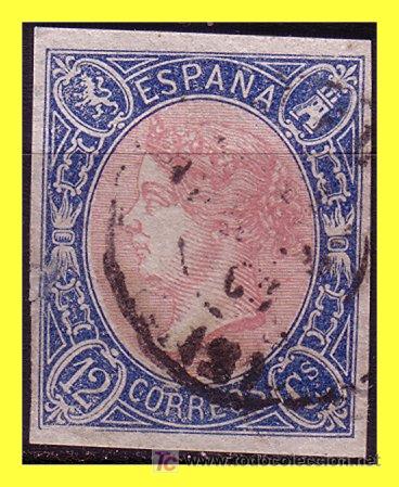 Sellos: 1865 Isabel II n&ordm; 70 (o) - Foto 1