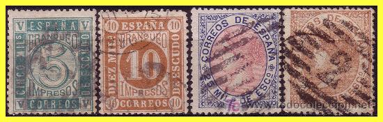 Sellos: 1867 Isabel II n&ordm; 93 a 96 (o) - Foto 1
