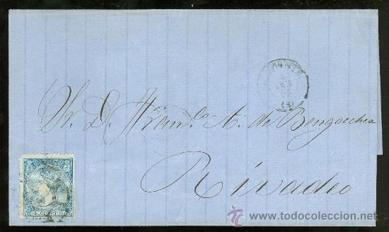 Sellos: CARTA DE ALICANTE A RIVADEO. - Foto 1