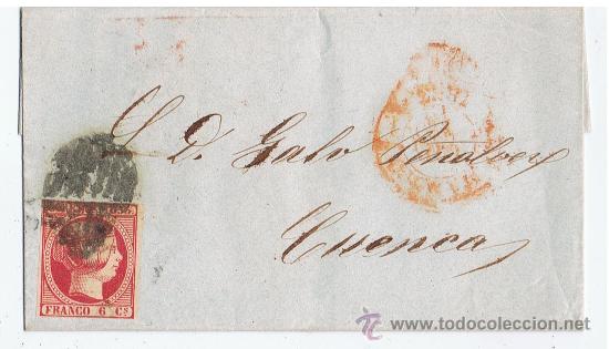 Sellos: Circulado a cuenca con Isabel II 1853 edifil 17 - Foto 1