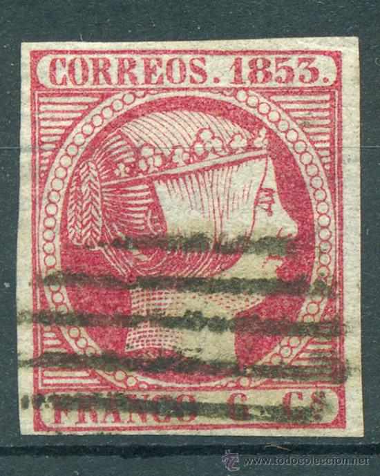 Sellos: Edifil 17, Isabel II, 1853, 6 cuartos - Foto 1