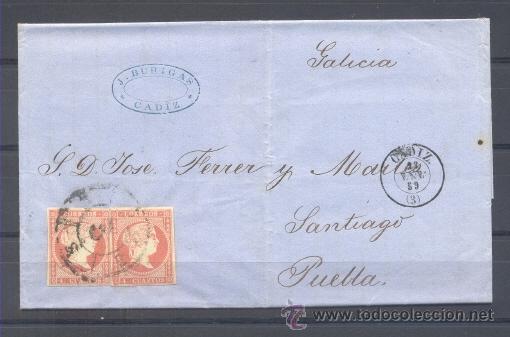 Sellos: 1859.- CADIZ A PUBLA (CORU&Ntilde;A) - Foto 1
