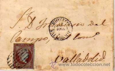 Sellos: Rioseco. Valladolid. 12 de abril 1855. - Foto 1