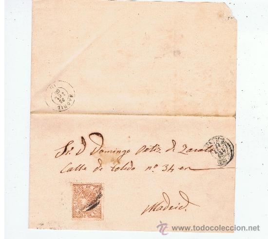 Sellos: envuelta circulada 1868 a madrid - Foto 1