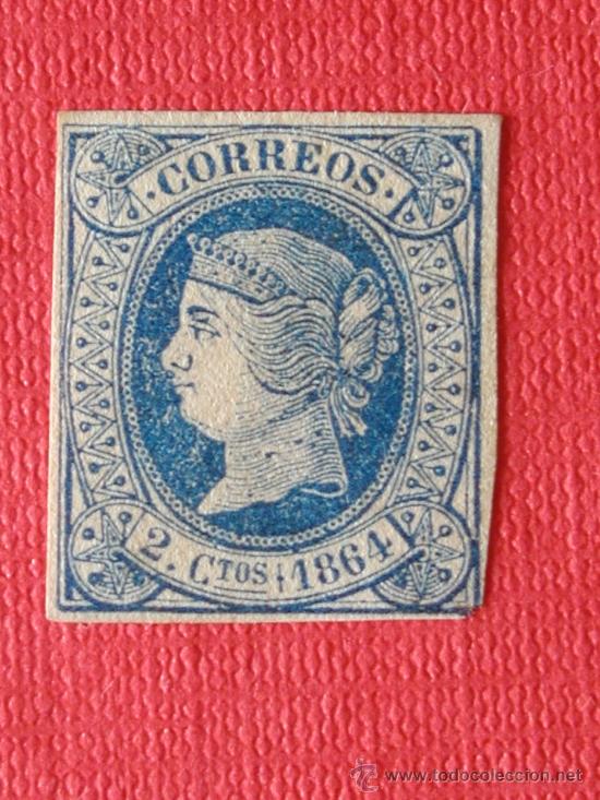 Timbres: SELLO ISABEL II, 1864. 2 Ctos. Nuevo con se&ntilde;al de charnela