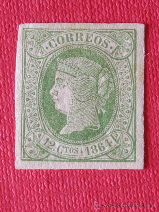Timbres: SELLO ISABEL II, 1864.  12 Ctos. Nuevo con goma original y se&ntilde;al de charnela