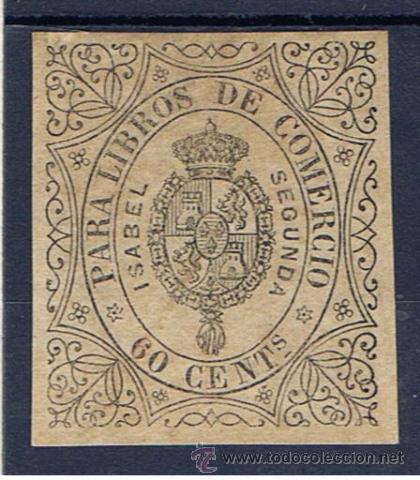 Sellos: sello para libros de comercio 60 cts isabel II nuevo(*) - Foto 1