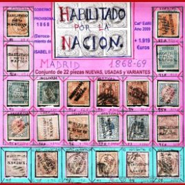 1868. GBNO. PROVISIONAL -HAB. POR LA NACION-19 SELLOS,NUEVOS,USADOS +VARIANTES DE MADRID.Cat.+1800 €