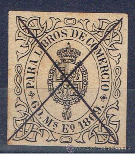 Sellos: SELLO 1869 PARA libros de comercio 60 maravedies - Foto 1