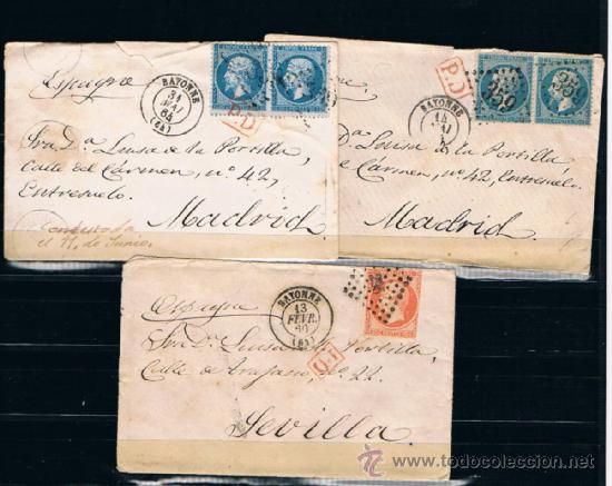 Sellos: Francia. Lotes de 3 cartas Napole&oacute;n - Foto 1