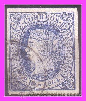 Sellos: 1864 Isabel II, EDIFIL n&ordm; 68 (o) - Foto 1