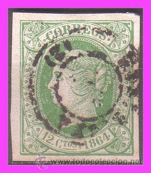 Sellos: 1864 Isabel II, EDIFIL n&ordm; 65 (o) - Foto 1