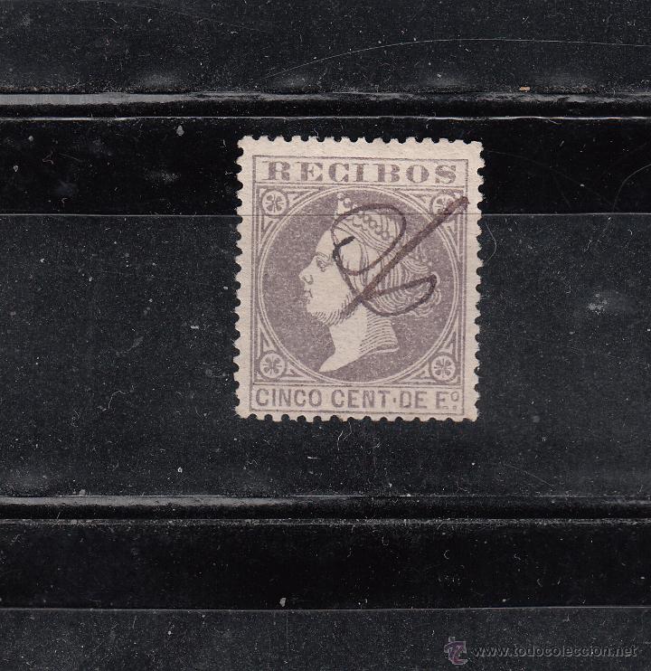 Sellos: RECIBOS.  CINCO CENT. DE ESCUDO. ISABEL II - Foto 1