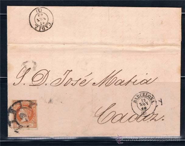 Sellos: 1860  BARCELONA A CADIZ - Foto 1