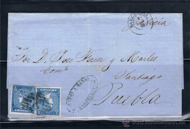 Sellos: 1866   BARCELONA A PUEBLA - Foto 1
