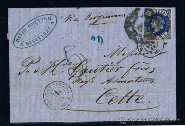 Sellos: 1863  BARCELONA A CETTE - Foto 1