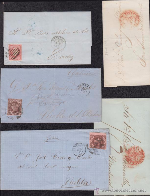 Sellos: LOTE DE 3 CARTAS Y 2 ENVUELTAS DE SEVILLA - Foto 1
