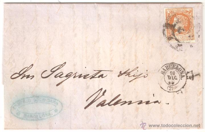 Sellos: Carta Barcelona Valencia 1860 - Foto 1
