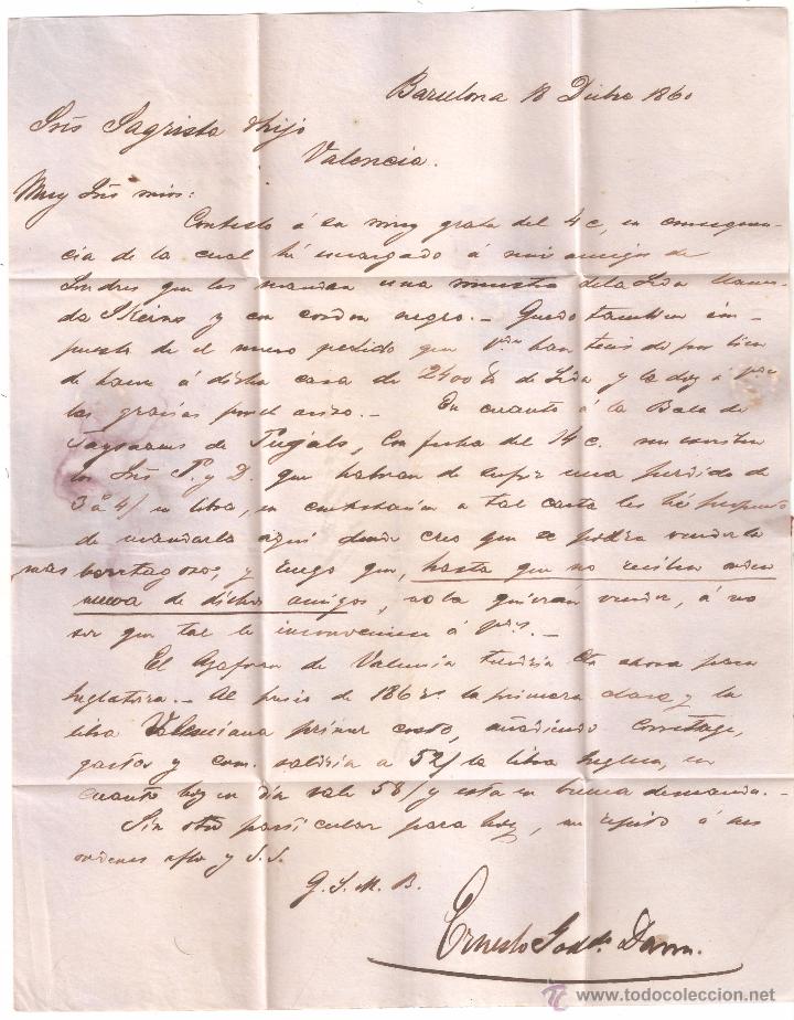 Sellos: Carta Barcelona Valencia 1860 - Foto 4