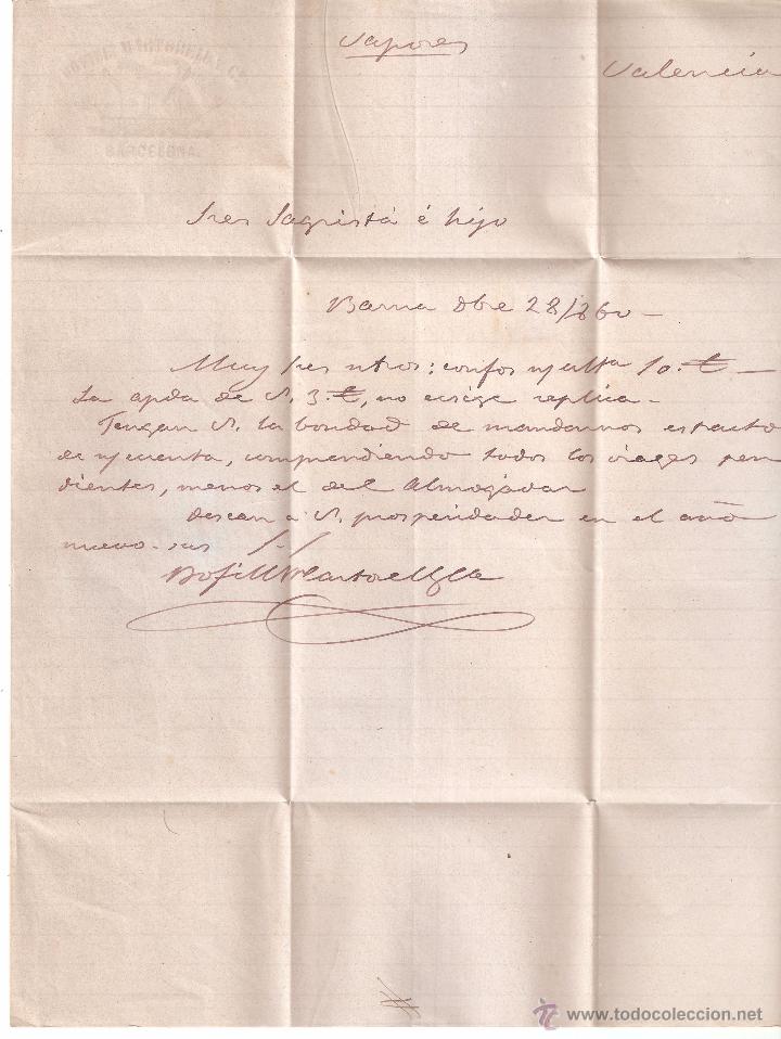 Sellos: Carta Barcelona Valencia 1860 - Foto 3