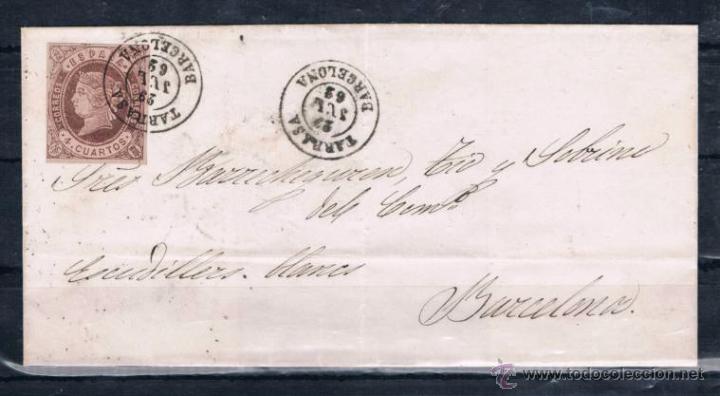 Sellos: 1862.- TARRASA A BARCELONA - Foto 1