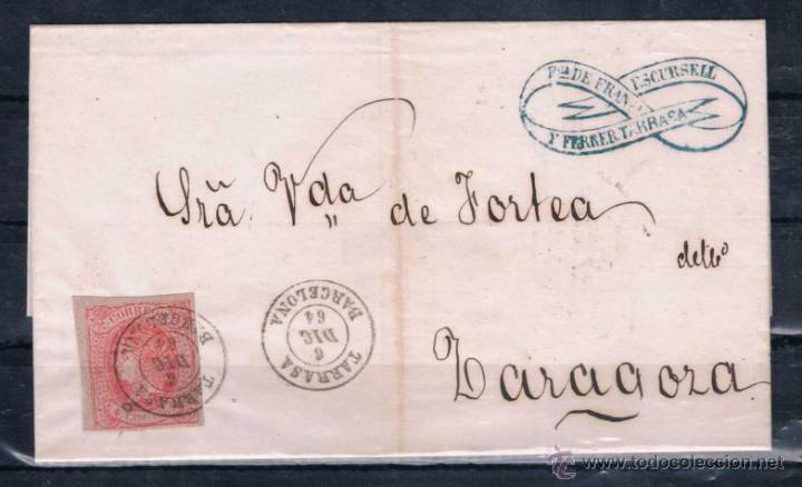 Sellos: 1864.- TARRASA A ZARAGOZA - Foto 1