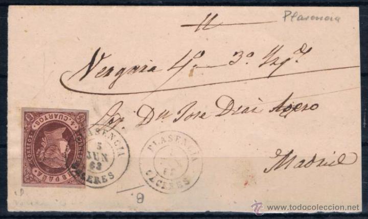 Sellos: 1863.- PLASENCIA A MADRID - Foto 1