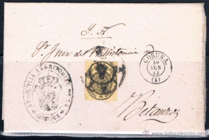 Sellos: 1854.- LA CORU&Ntilde;A A BETANZOS - Foto 1