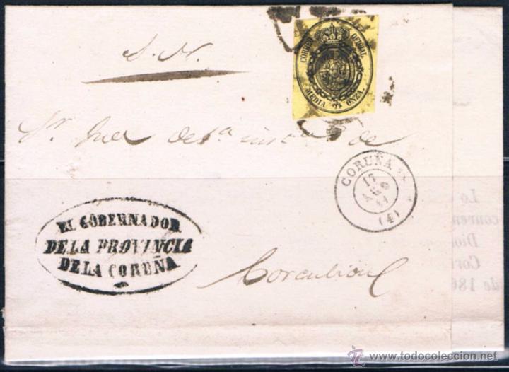 Sellos: 1861.- LA CORU&Ntilde;A A CORCUBI&Oacute;N - Foto 1