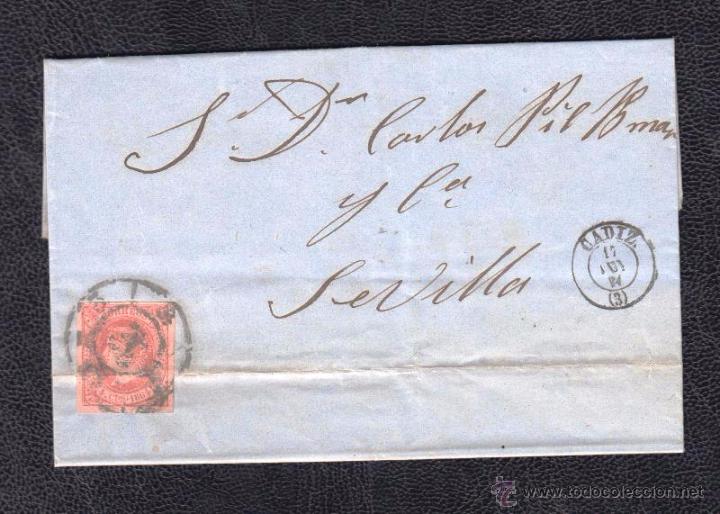 Sellos: 1864.- C&Aacute;DIZ A SEVILLA - Foto 1