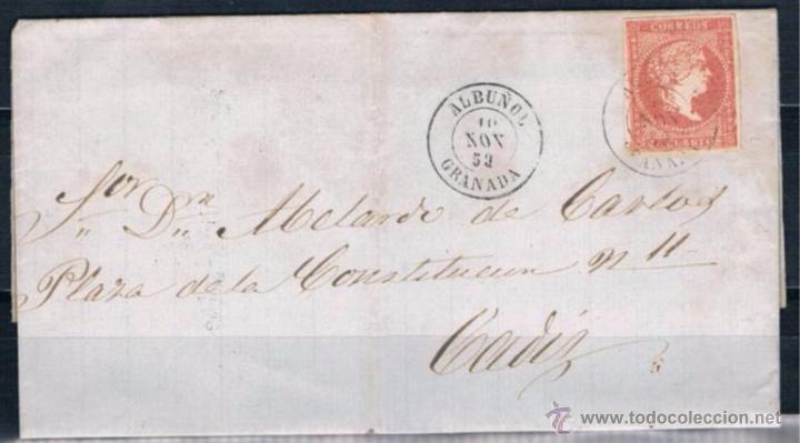 Sellos: 1859.- ALBU&Ntilde;OL (GRANADA) A C&Aacute;DIZ - Foto 1