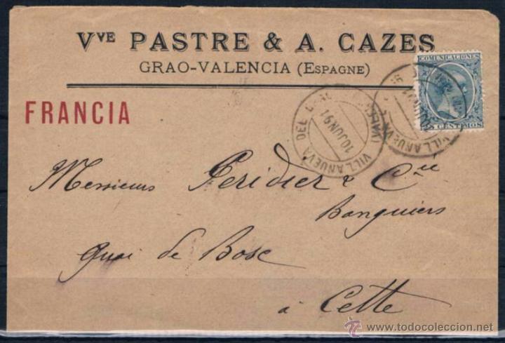 Sellos: VILLANUEVA DEL GRAO A CETTE (FRANCIA) - Foto 1