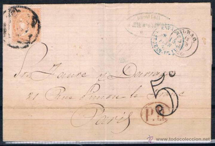 Sellos: 1868.- BILBAO A PAR&Iacute;S - Foto 1