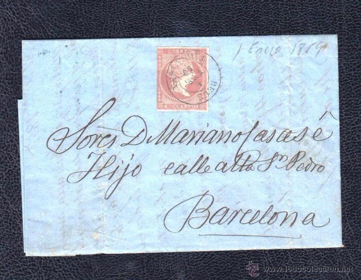 Sellos: 1859.- REUS (TARRAGONA) A BARCELONA - Foto 1
