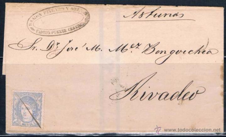 Sellos: 1872.- PUENTES CESURES A RIVADEO - Foto 1