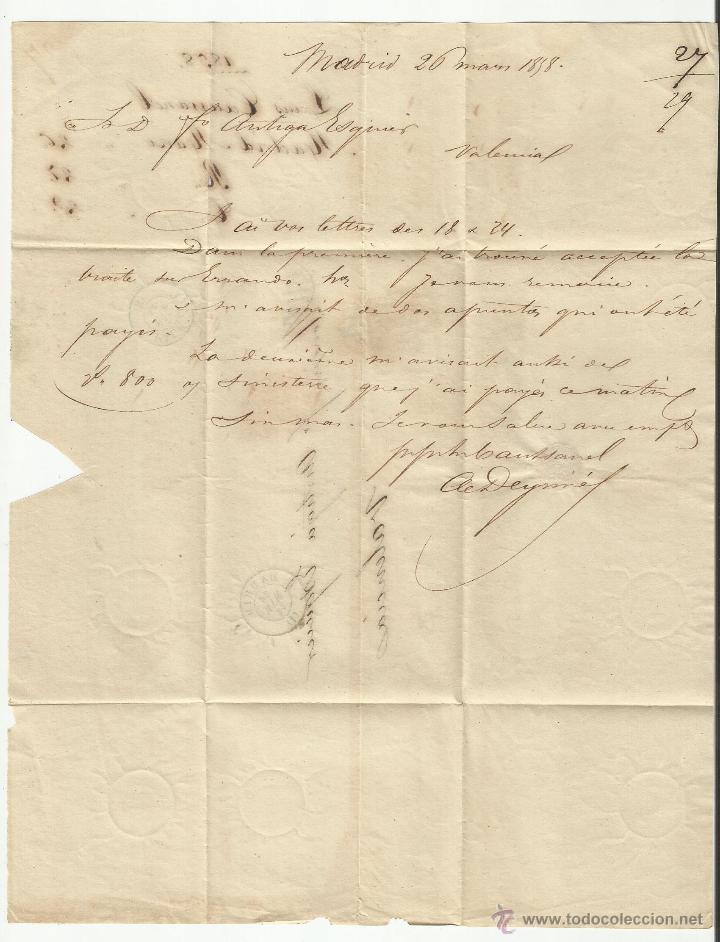 Sellos: circulada y escrita 1858 de madrid a valencia - Foto 2