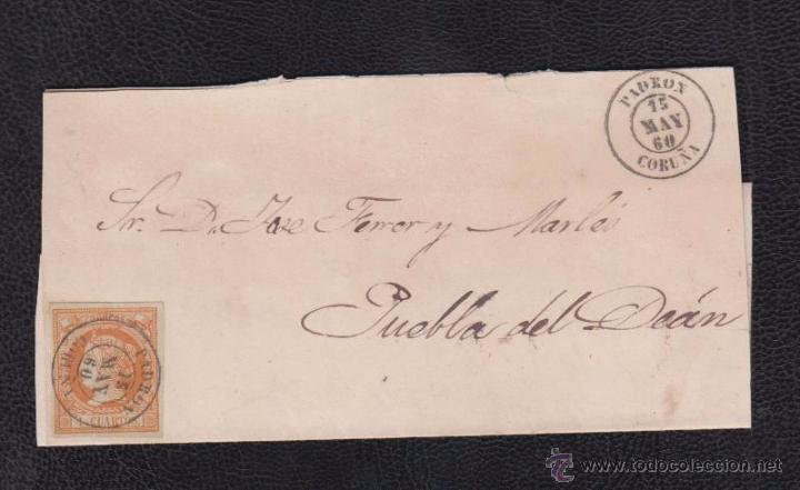 Sellos: 1860.- PADR&Oacute;N (LA CORU&Ntilde;A) A PUEBLA - Foto 1