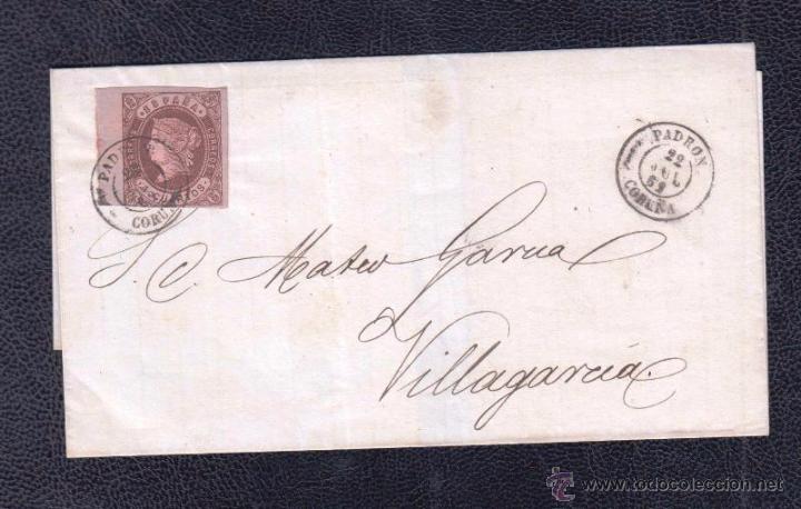 Sellos: 1862.- PADRON (LA CORU&Ntilde;A) A VILLAGARCIA - Foto 1
